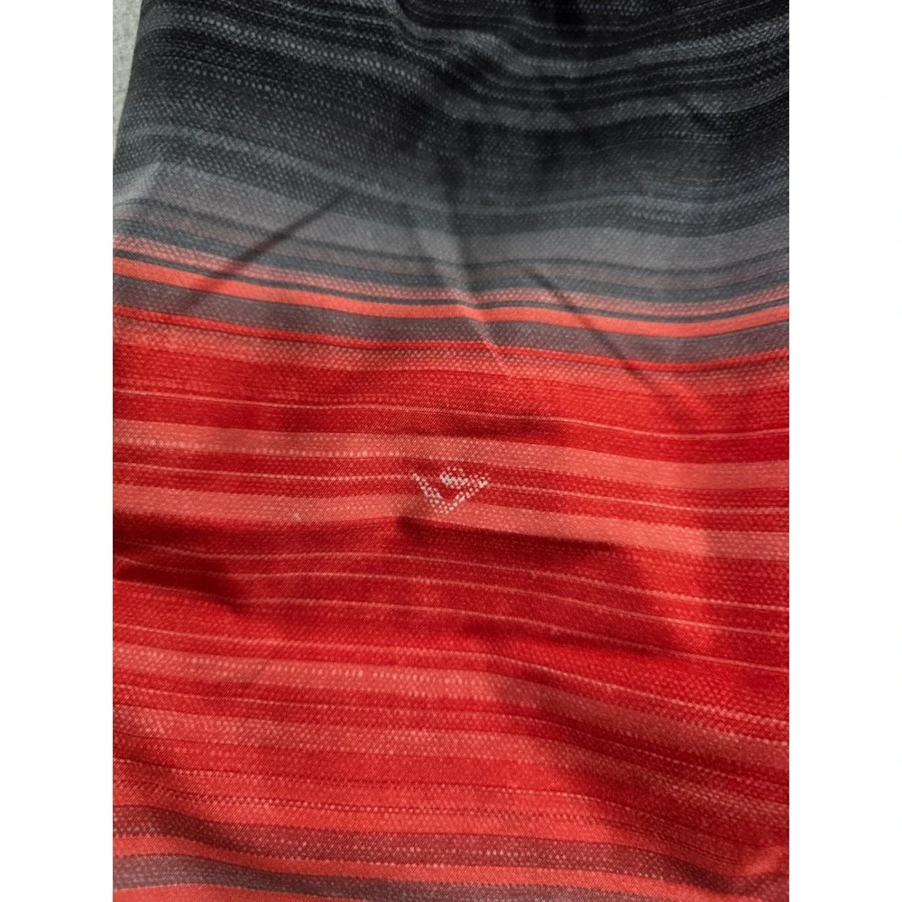 Kanu Surf Mens Medium Red Black Ombre Striped Swim Trunks Cargo Board Shorts